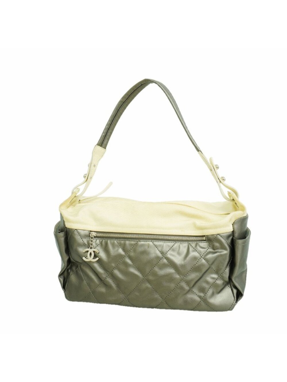 Chanel Shoulder Bag Paris Biarritz Gray Silver